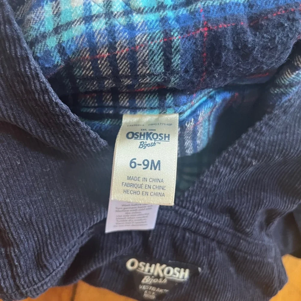 OshKosh B'gosh VestPak Navy Blue Corduroy Overalls Kids 6-9 Months